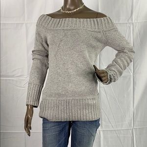 Off the shoulder grey sweater